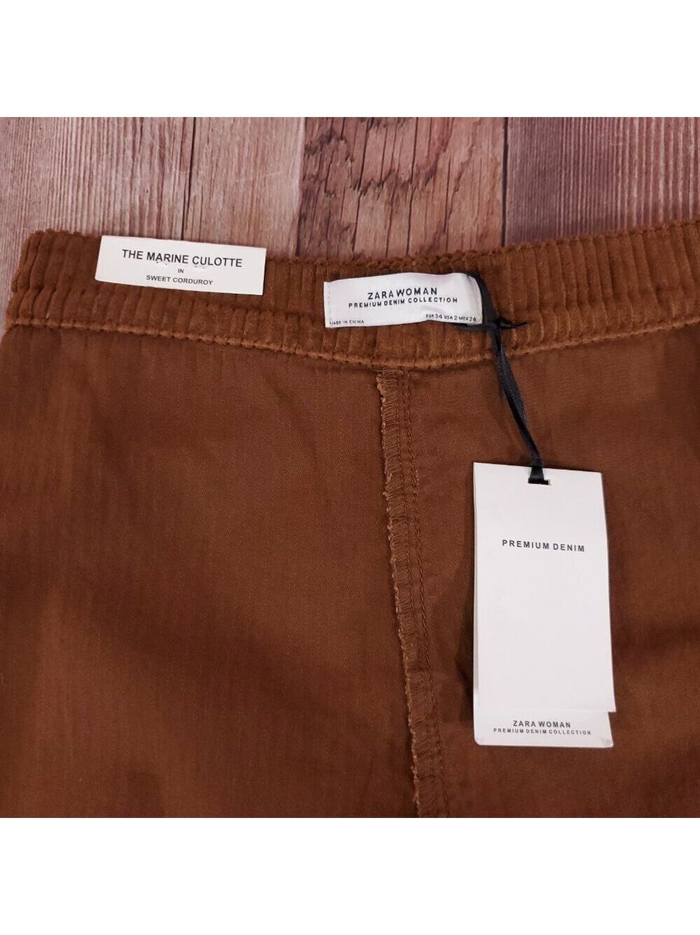 NWT Zara Womens Size 2 The Marine Culotte in Sweet Corduoiry Wide Leg Pants - Picture 10 of 15